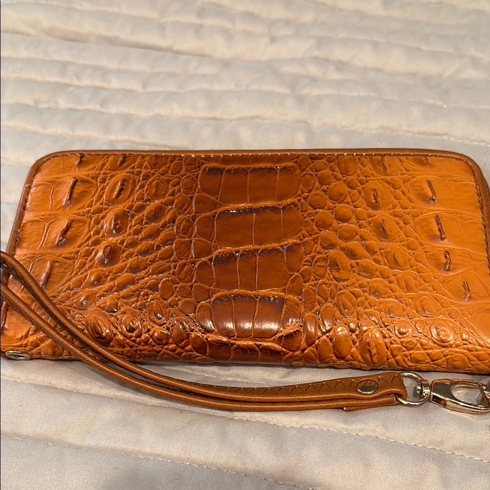 Crocodile Embossed Leather Wristlet